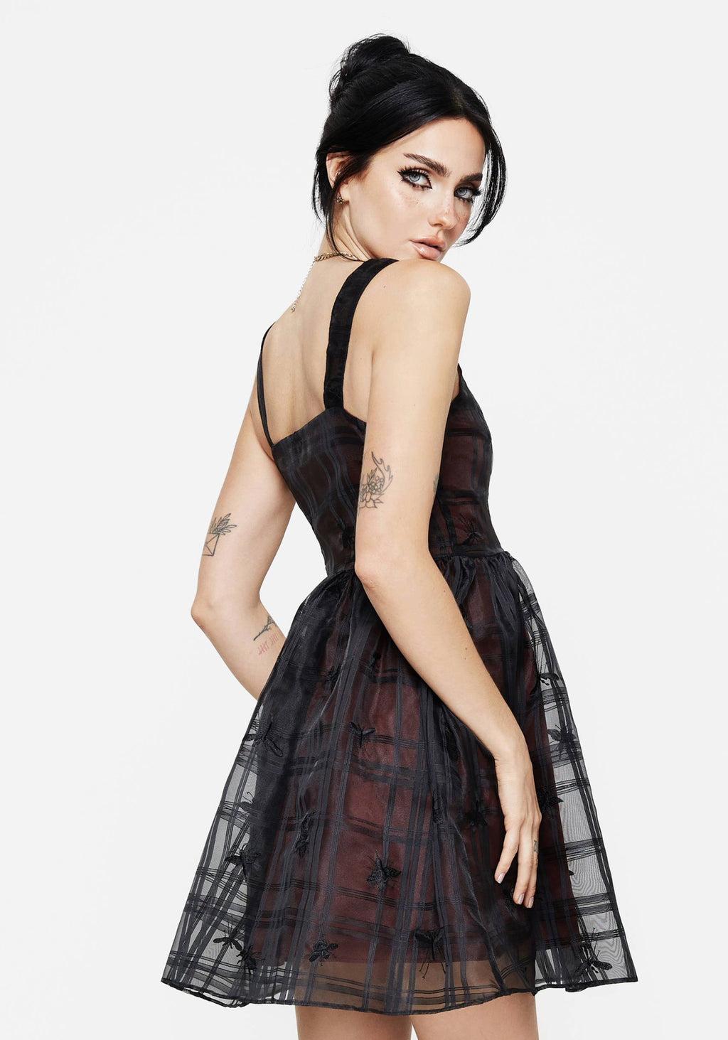 Sedona Organza Check Embroidered Mini Dress Product Image