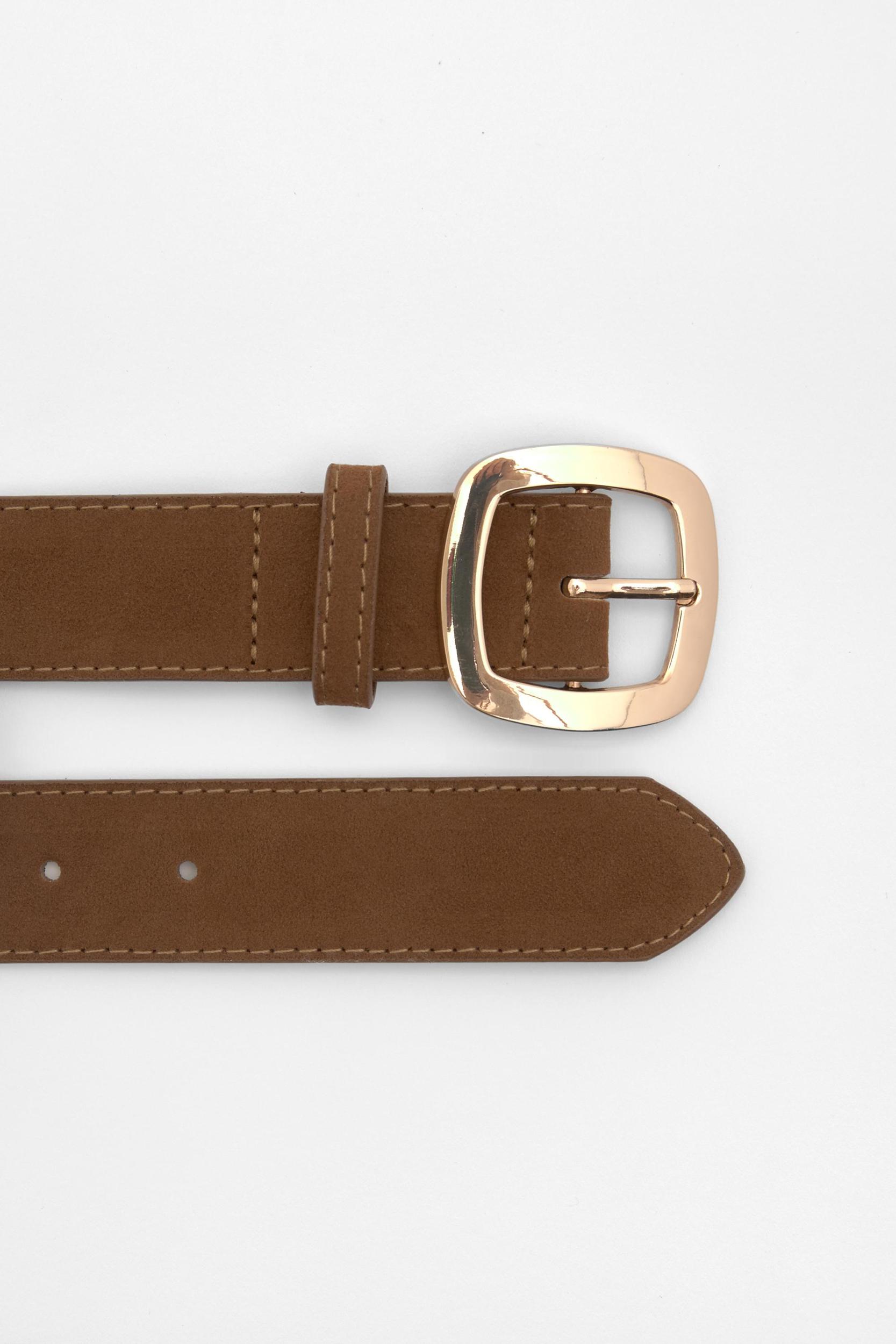 Faux suede belt with rounded buckle Product Image