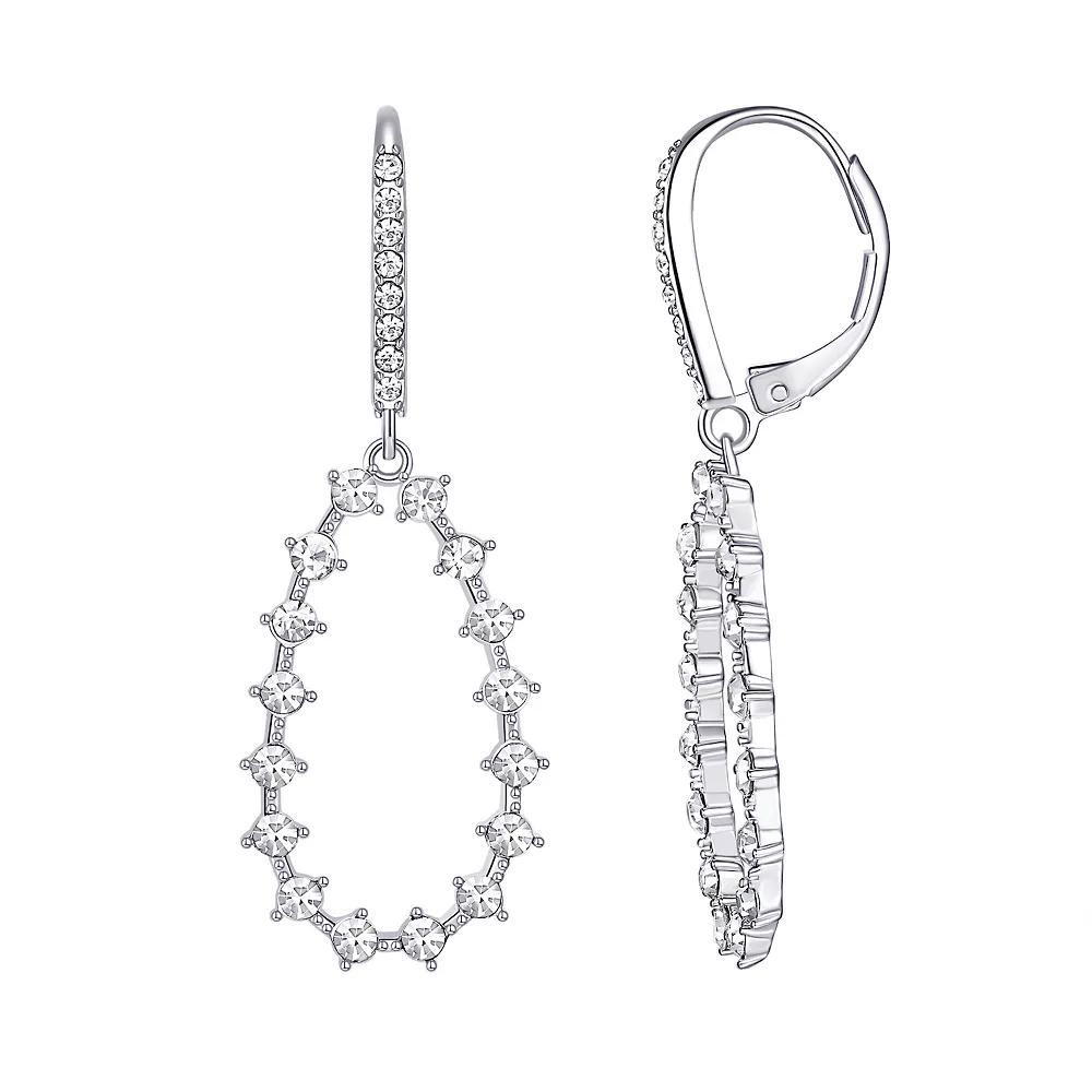 Chrystina Crystal Open Teardrop Leverback Dangle Earrings, Women's, Silver Tone Product Image