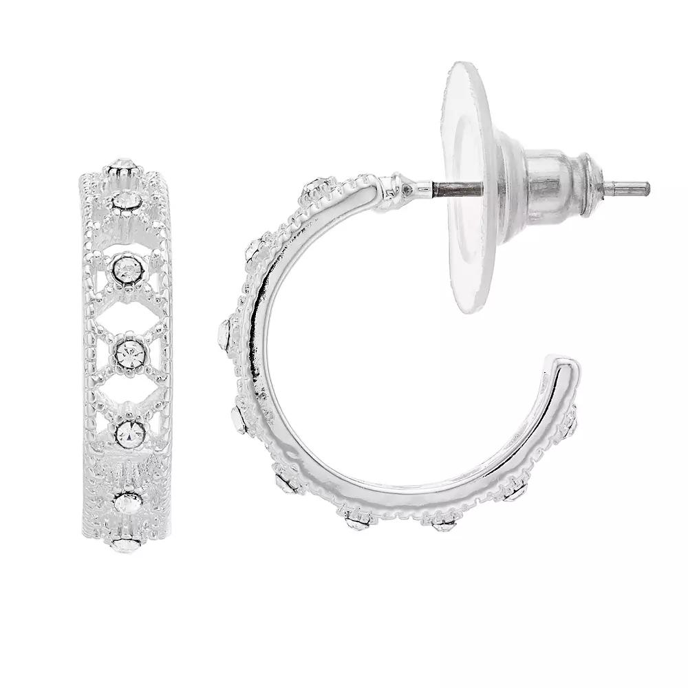 LC Lauren Conrad Filigree Nickel Free Hoop Earrings, Women's, Silver Tone Product Image