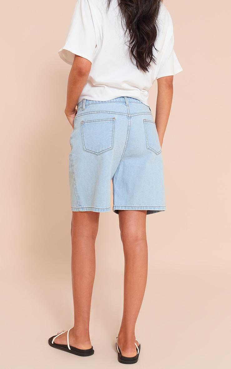 Tall Light Blue Mid Rise Relaxed Boyfriend Shorts Product Image