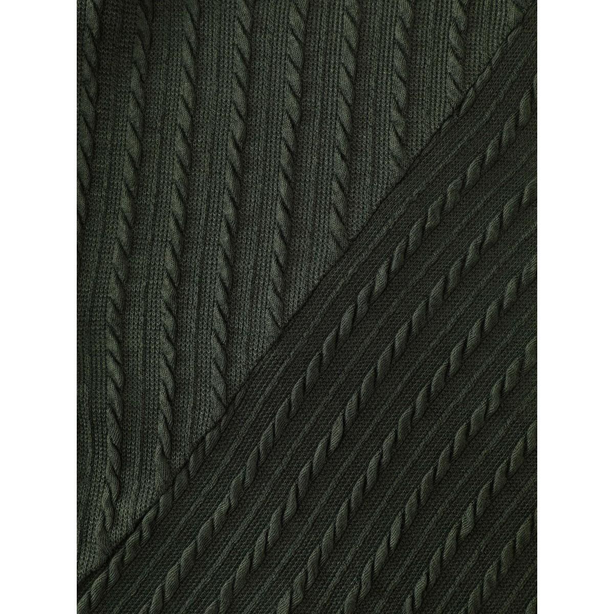 Plus Size Twisted Texture Turtleneck Curvy Hem Sweatshirt Women ArmyGreen Leisure Texture Loose Ruffled collar Casual Sweatshirts BloomChic 14-16/1X Product Image