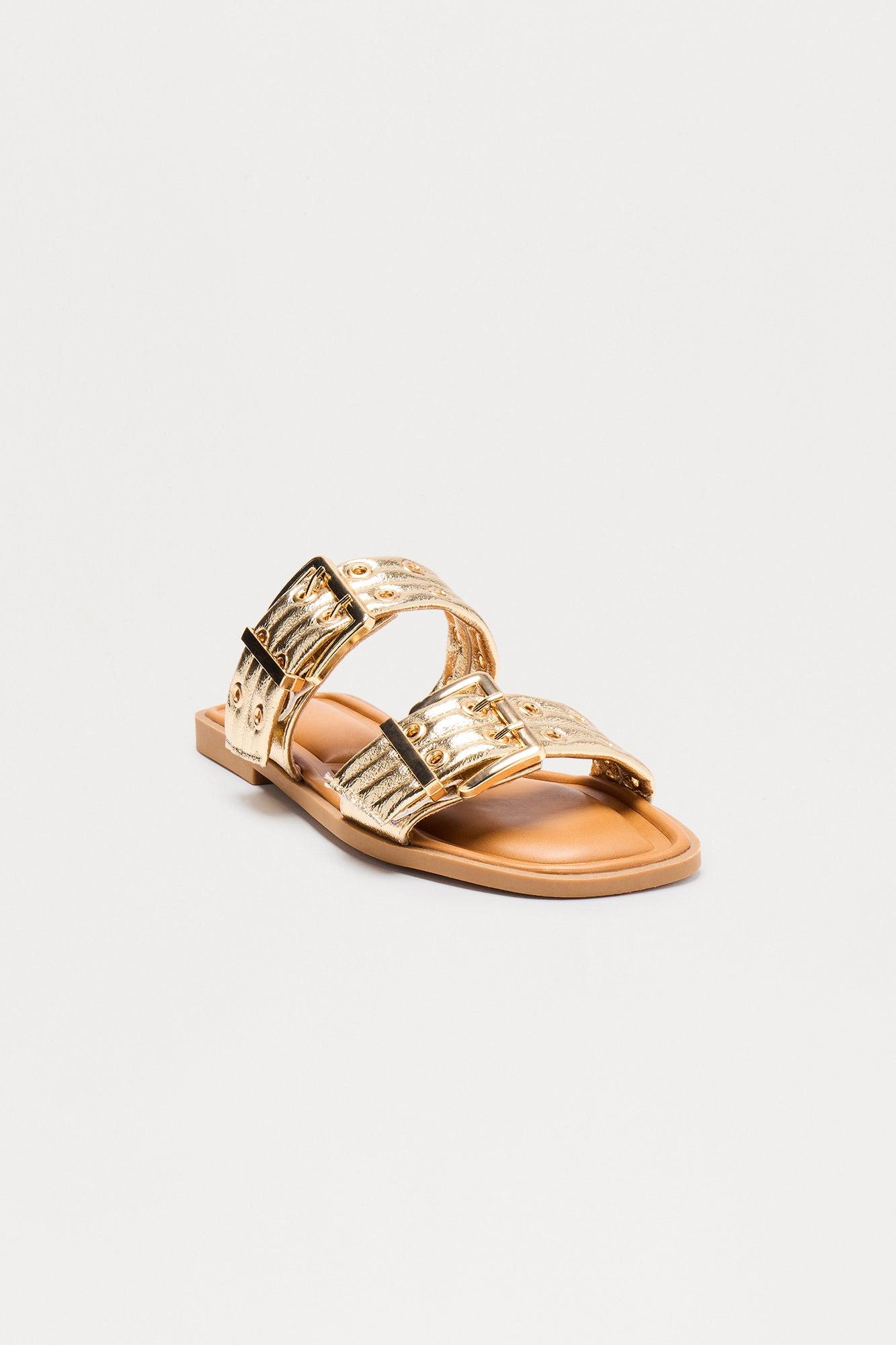 Zuma Buckle Slip On Sandals - Gold Female Product Image