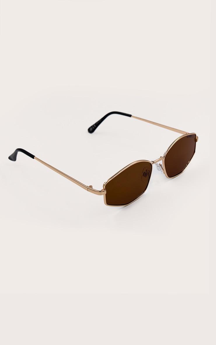  Gold Silver Slim Brown Round Sunglasses Product Image