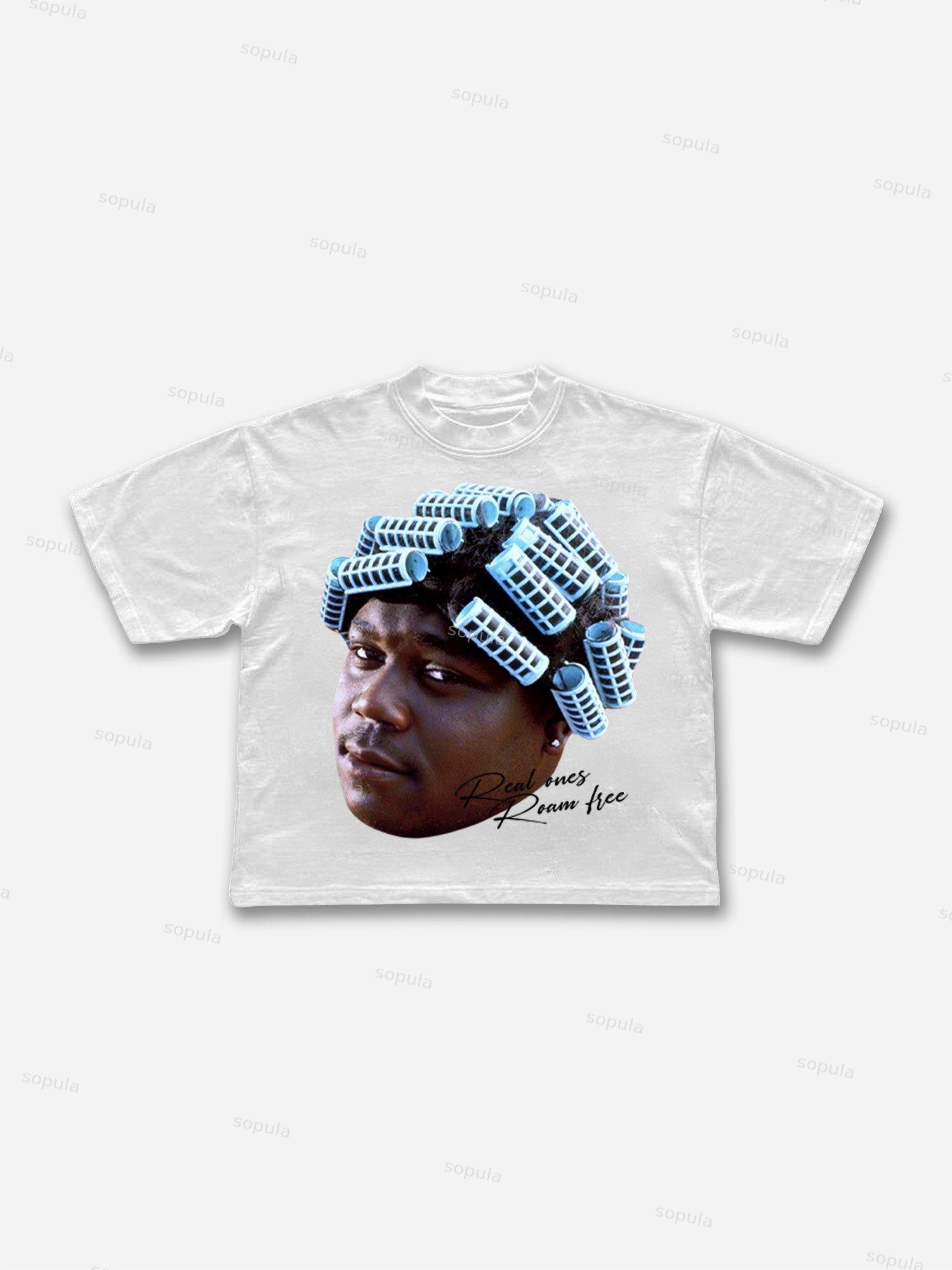 Street Star Big Head Figure Graphic Cropped T-shirt Product Image