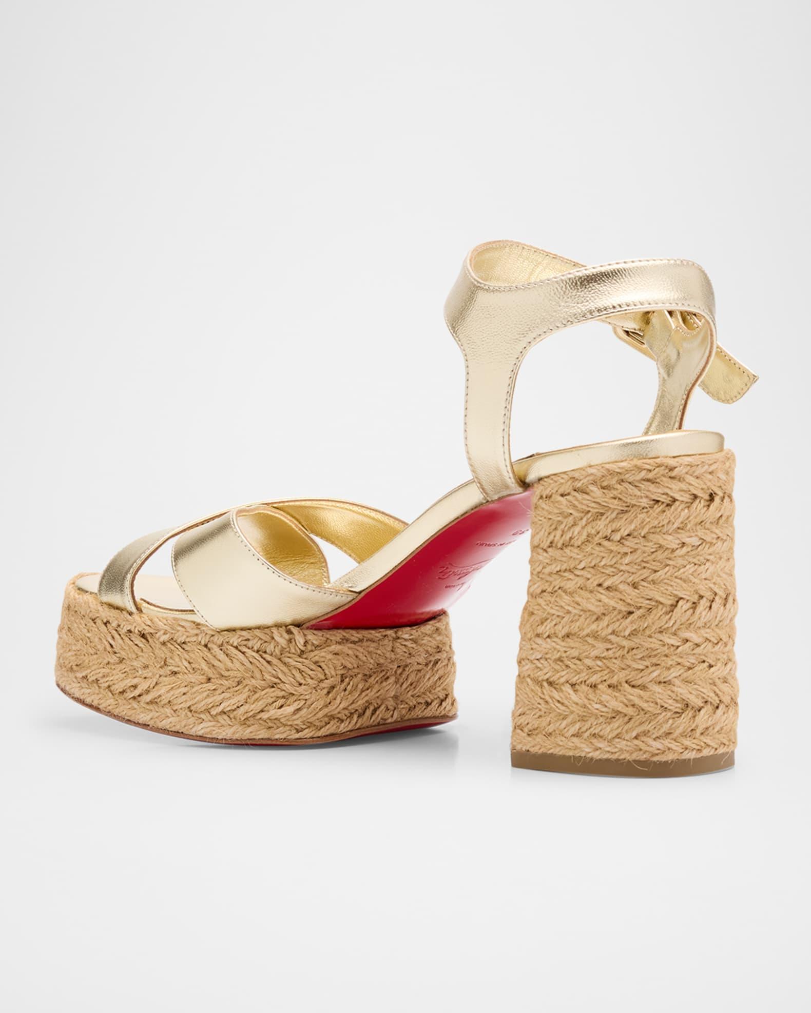 Metallic Crisscross Red Sole Platform Sandals Product Image