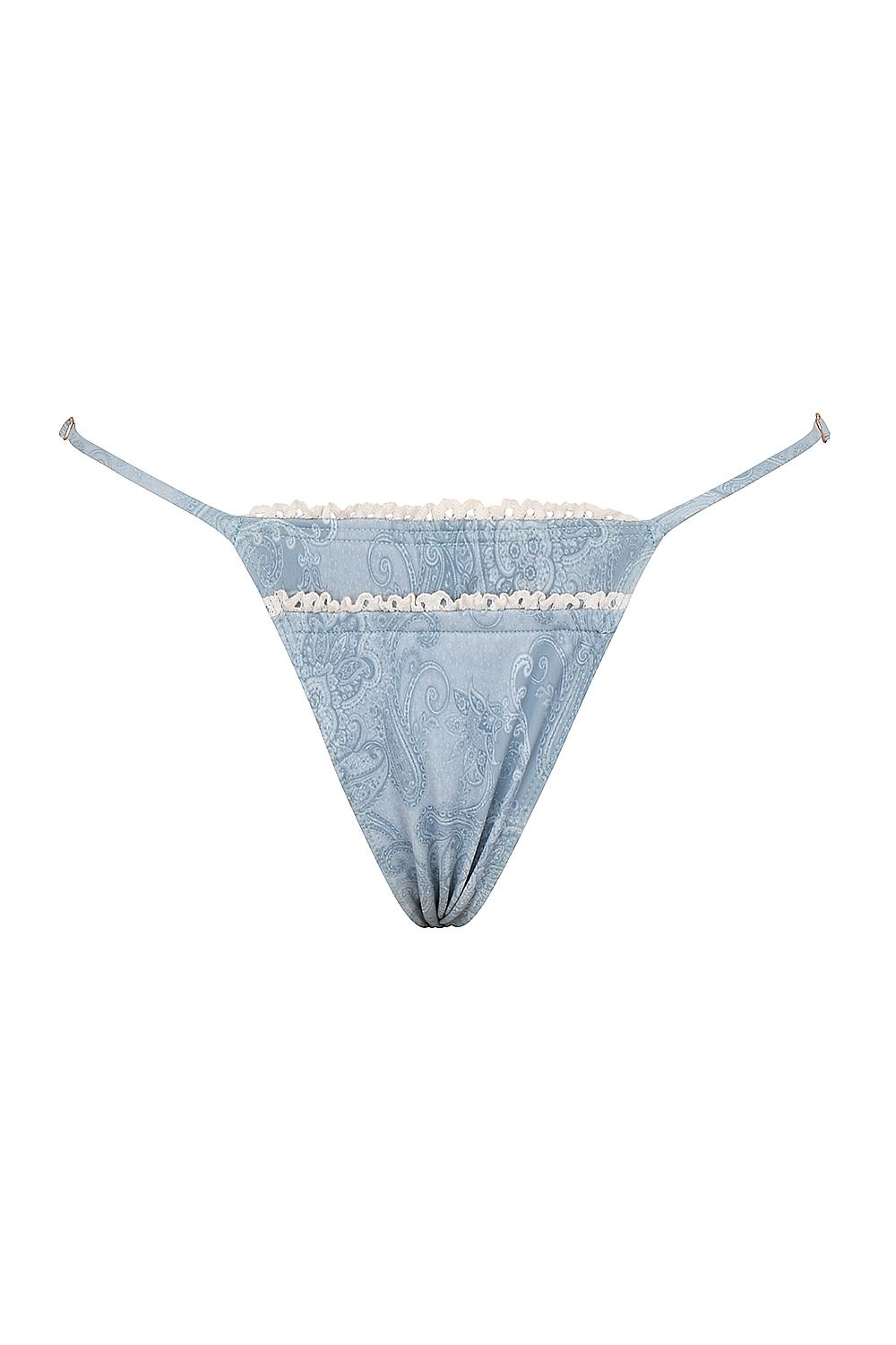 Toulouse  blue paisley ruffle trim bikini bottom Product Image