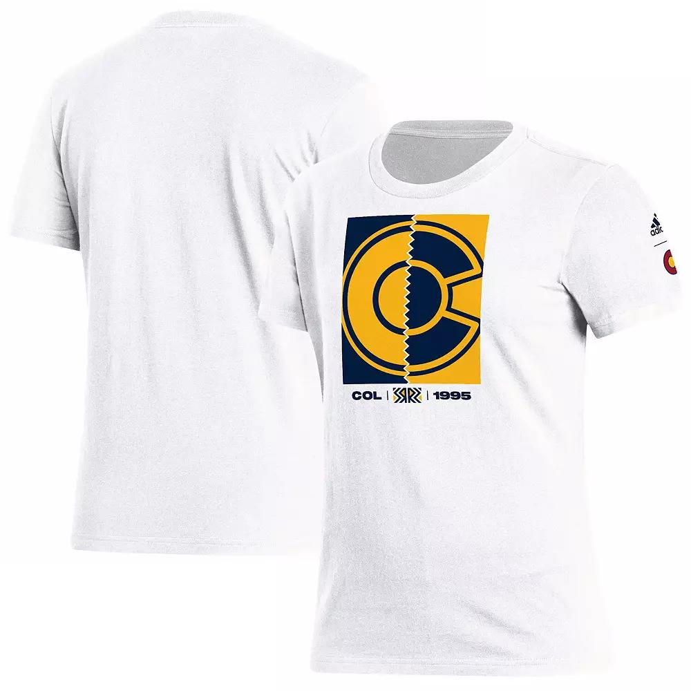 Women's adidas White Colorado Avalanche Reverse Retro 2.0 Playmaker T-Shirt, Size: XL Product Image