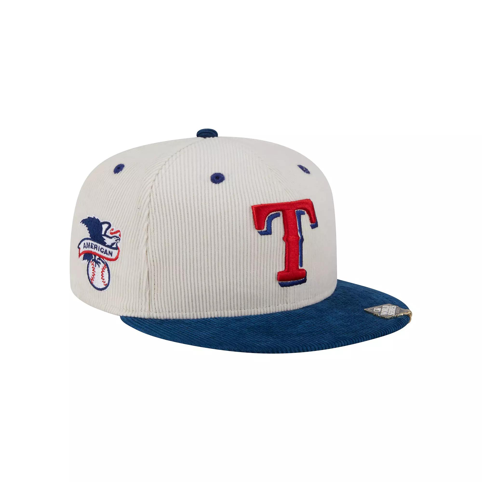 Men's New Era Cream/Royal Texas Rangers Two-Tone Corduroy 59FIFTY Fitted Hat,  Product Image
