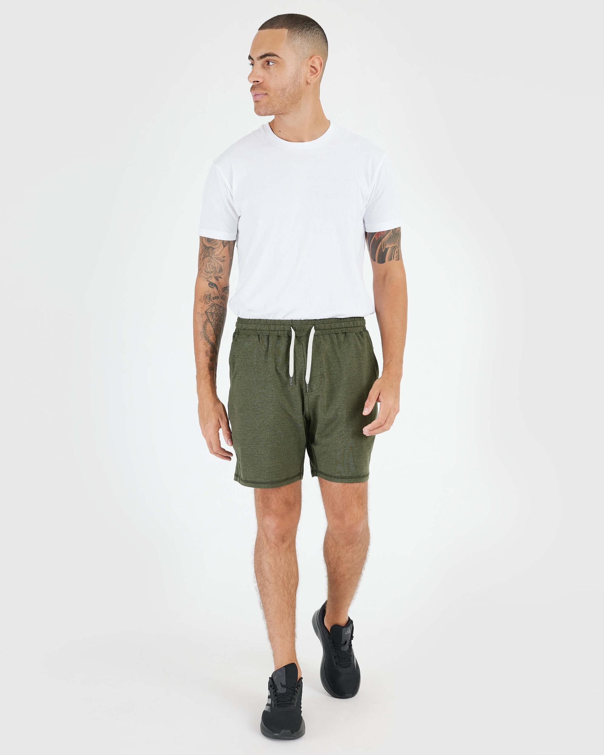 Dark Heather Military Green Active Comfort Shorts Product Image