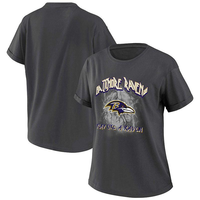 Womens WEAR by Erin Andrews Charcoal Baltimore Ravens Boyfriend T-Shirt Product Image