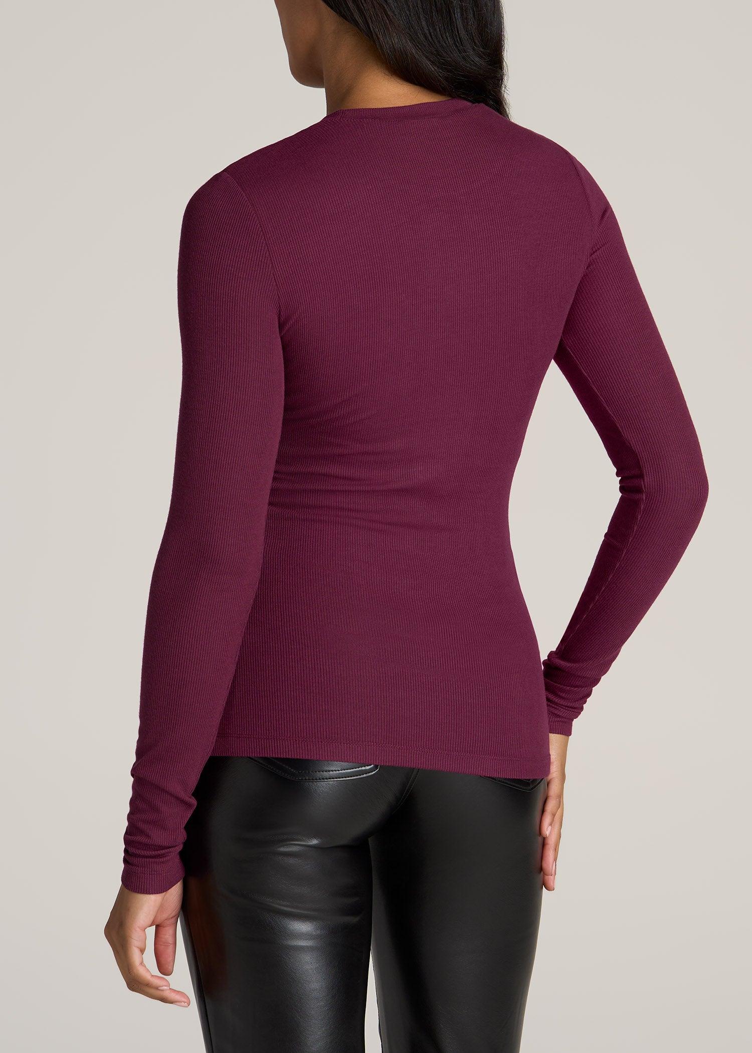 FITTED Ribbed Long Sleeve Tee for Tall Women in Emerald Product Image