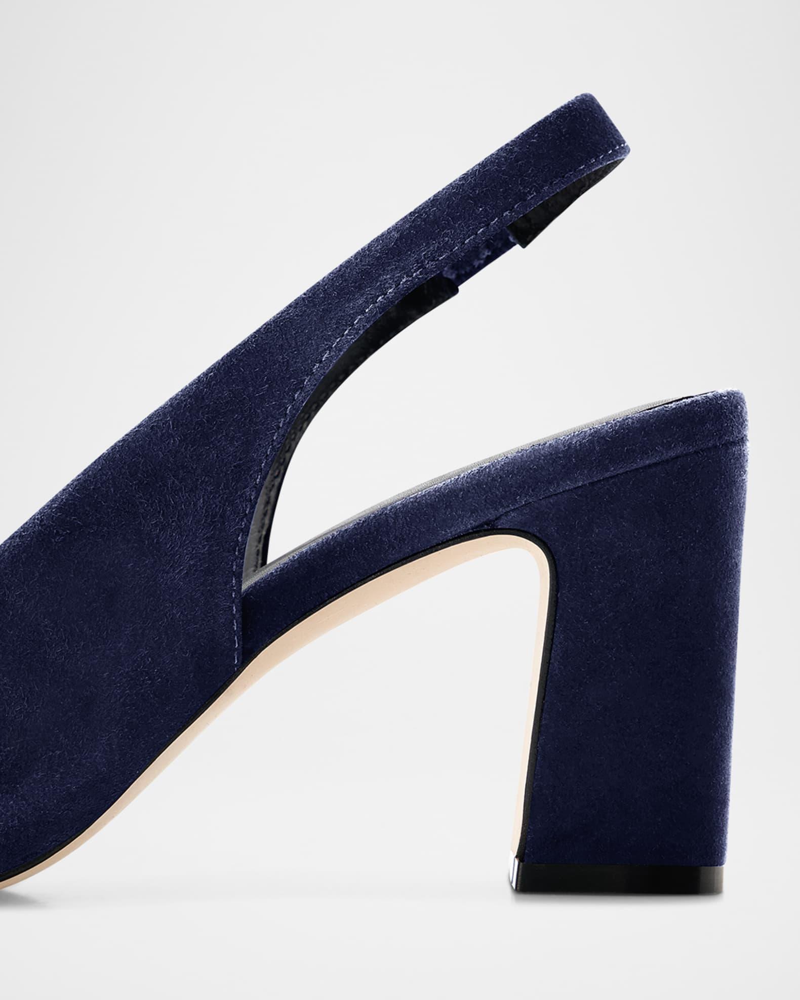Suede Peep-Toe Slingback Pumps Product Image