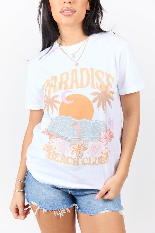 Paradise Beach Club White Graphic Tee Product Image