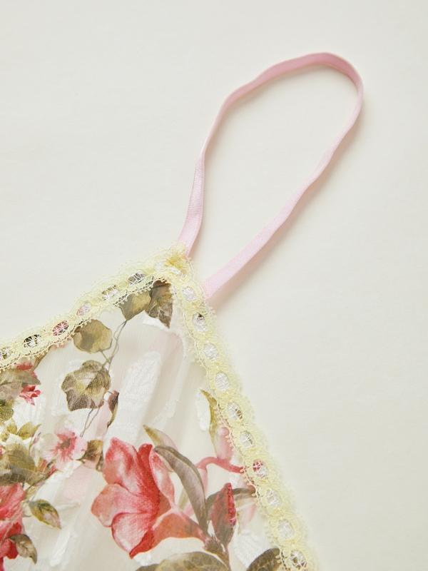 Flower Print Lace Stitching Cami Top Product Image