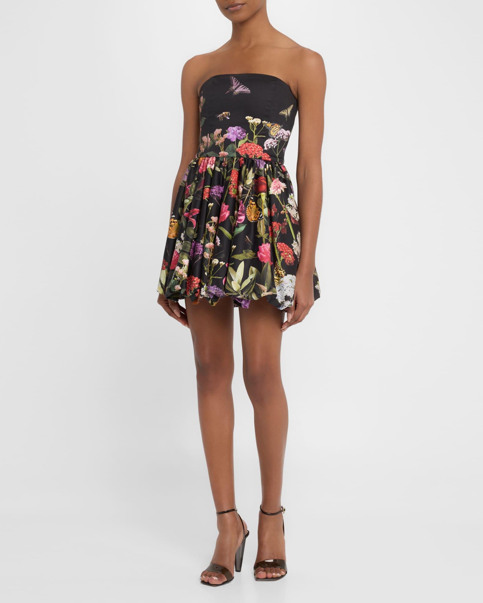 Asha Strapless Structured Bubble-Hem Mini Dress Product Image