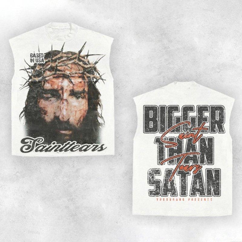 Sopula Vintage Saint Tears Print Graphic Sleeveless Tank Top Product Image