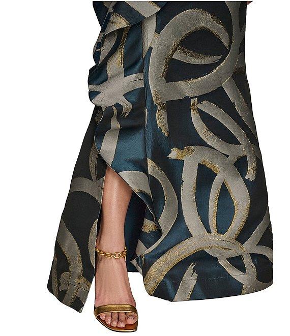 Donna Karan Strapless Abstract Print Jacquard Dress Product Image