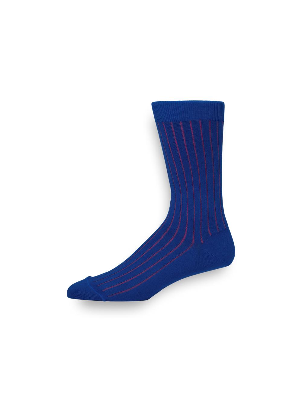 Solid Rib With Contrast Cotton Blend Sock - Blue/red Product Image