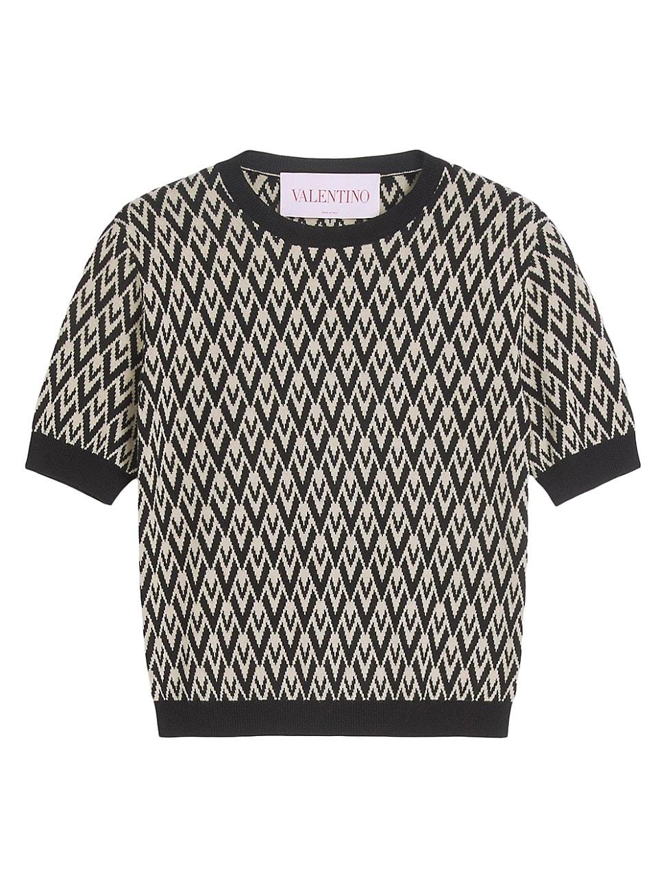 Womens Toute La V Jacquard Wool Sweater Product Image