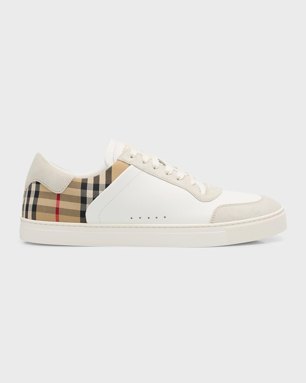 Mens Stevie Check Leather & Canvas Sneakers Product Image