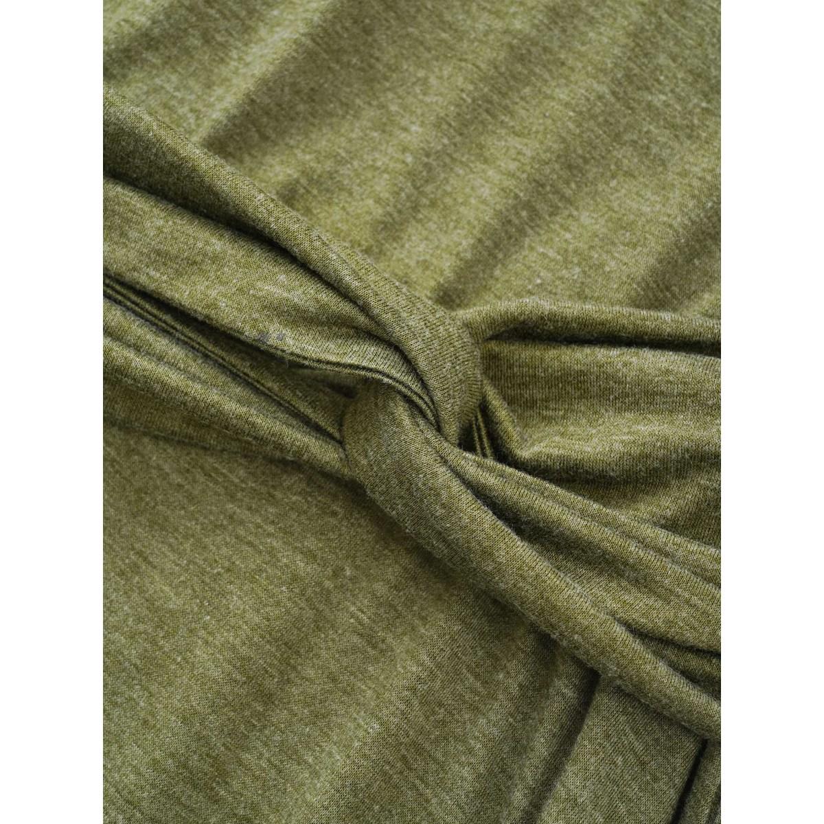 Plus Size Supersoft Essentials Twist Front Ruched Dress Moss Women Casual Asymmetrical Round Neck Sleeveless Curvy Midi Dress BloomChic 26/4X Product Image