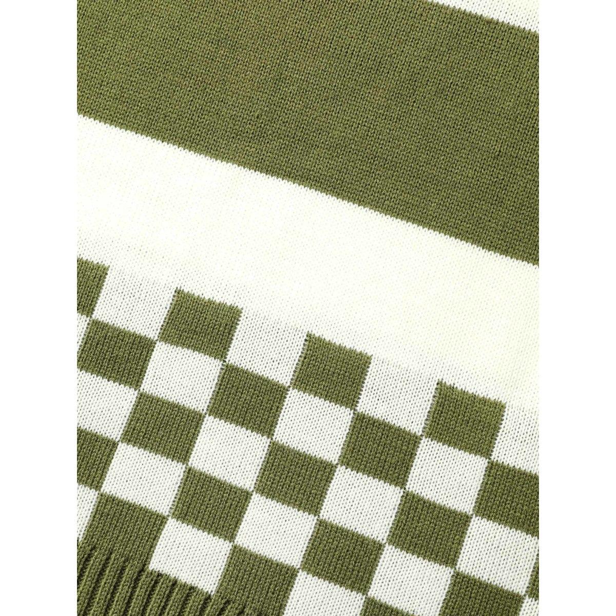 Plus Size Colorblock Contrast Round Neck Split Hem Pullover Moss Women Casual Loose Long Sleeve Round Neck Everyday Pullovers BloomChic 14-16/1X Product Image