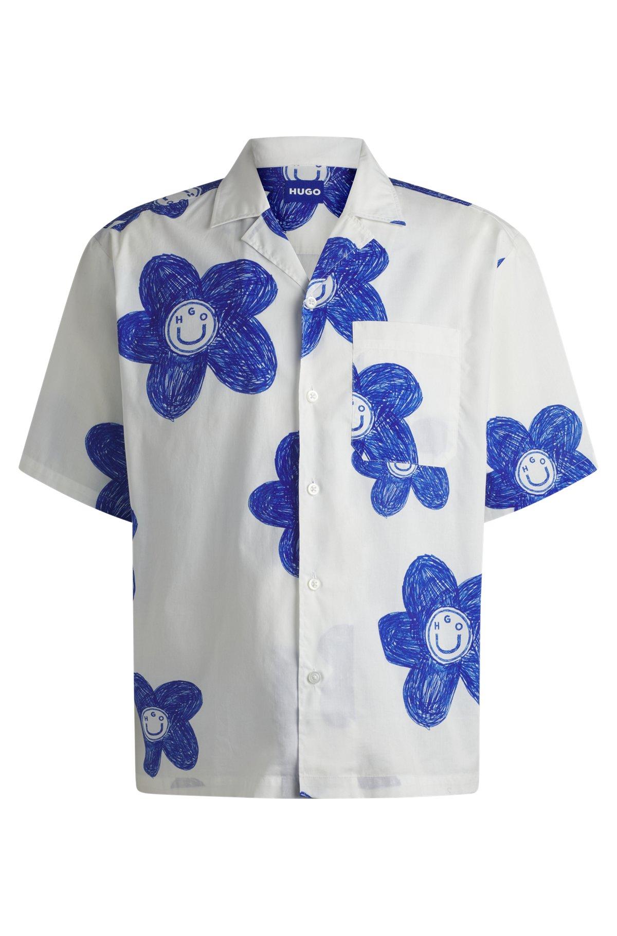 Relaxed-fit shirt in printed cotton poplin Product Image