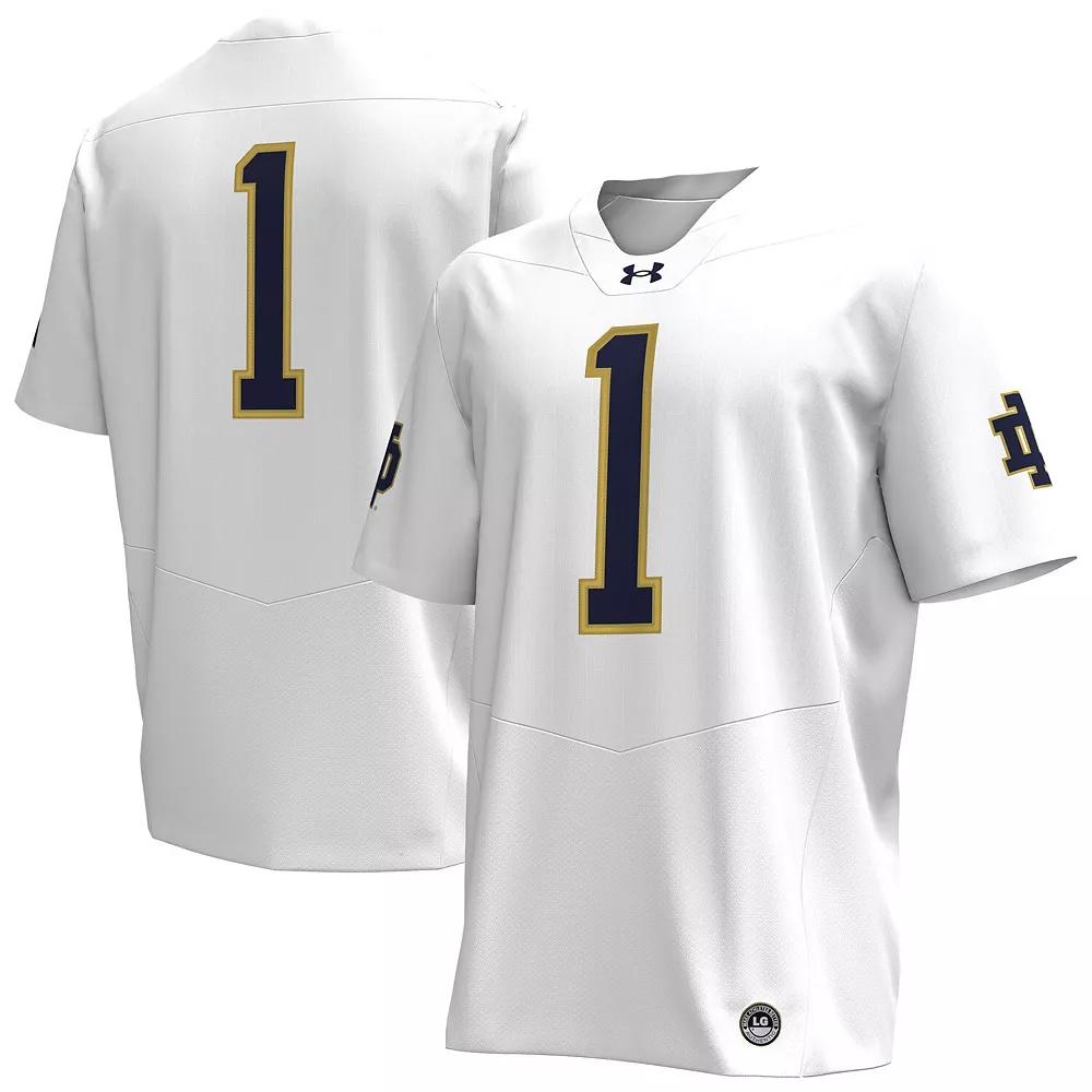 Men's Under Armour #1 White Notre Dame Fighting Irish Premier Football Jersey, Size: Small Product Image