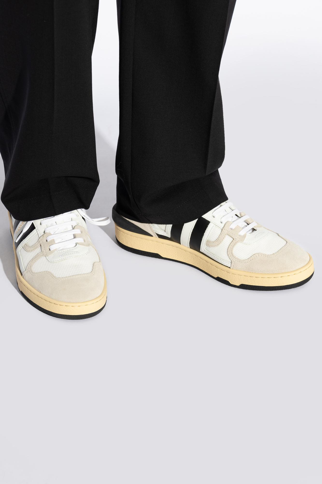 LANVIN Black And White Leather Clay Low Mesh Sneakers Product Image