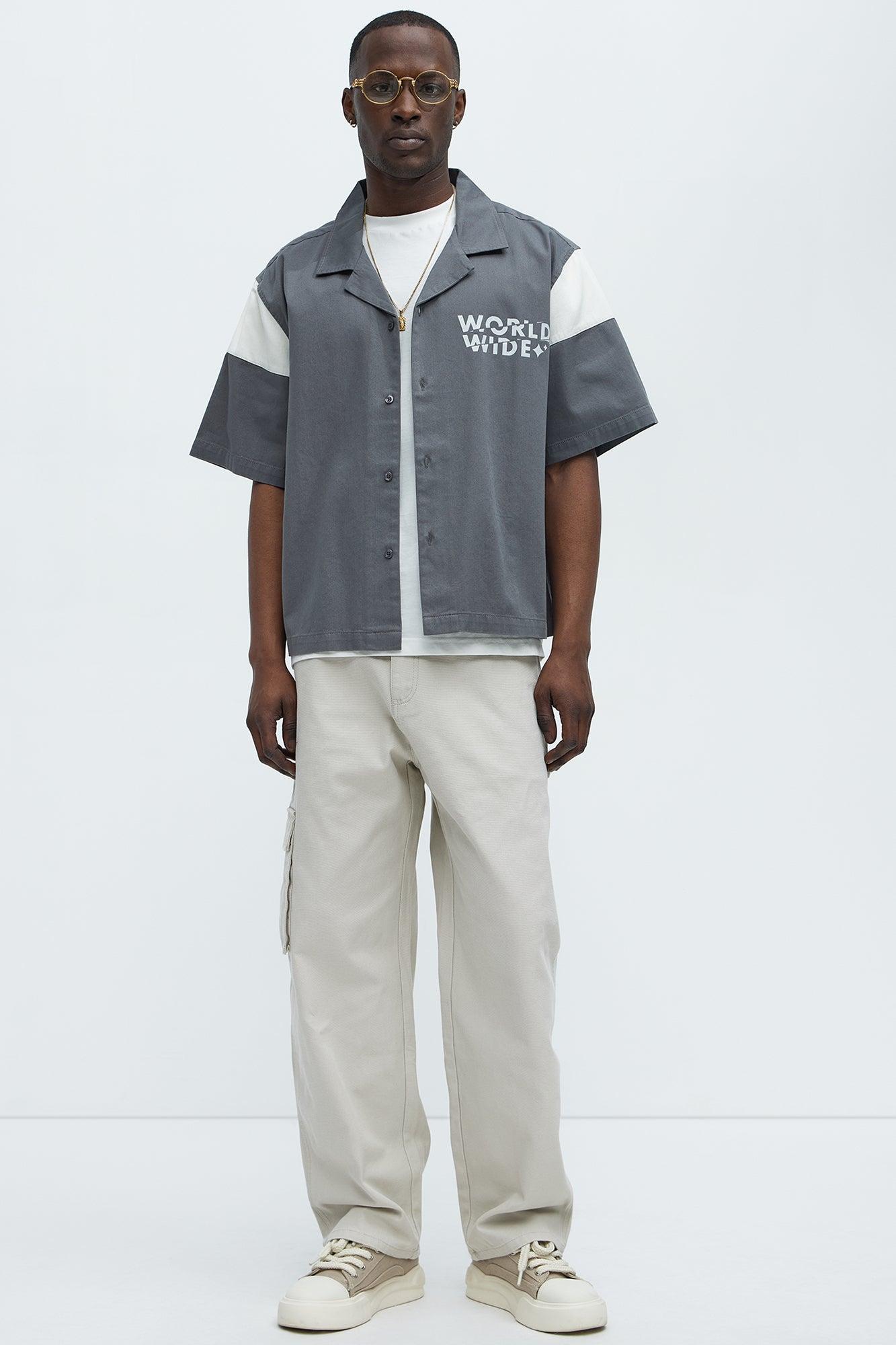 Freedom Graphic Cropped Shirt - Grey Product Image