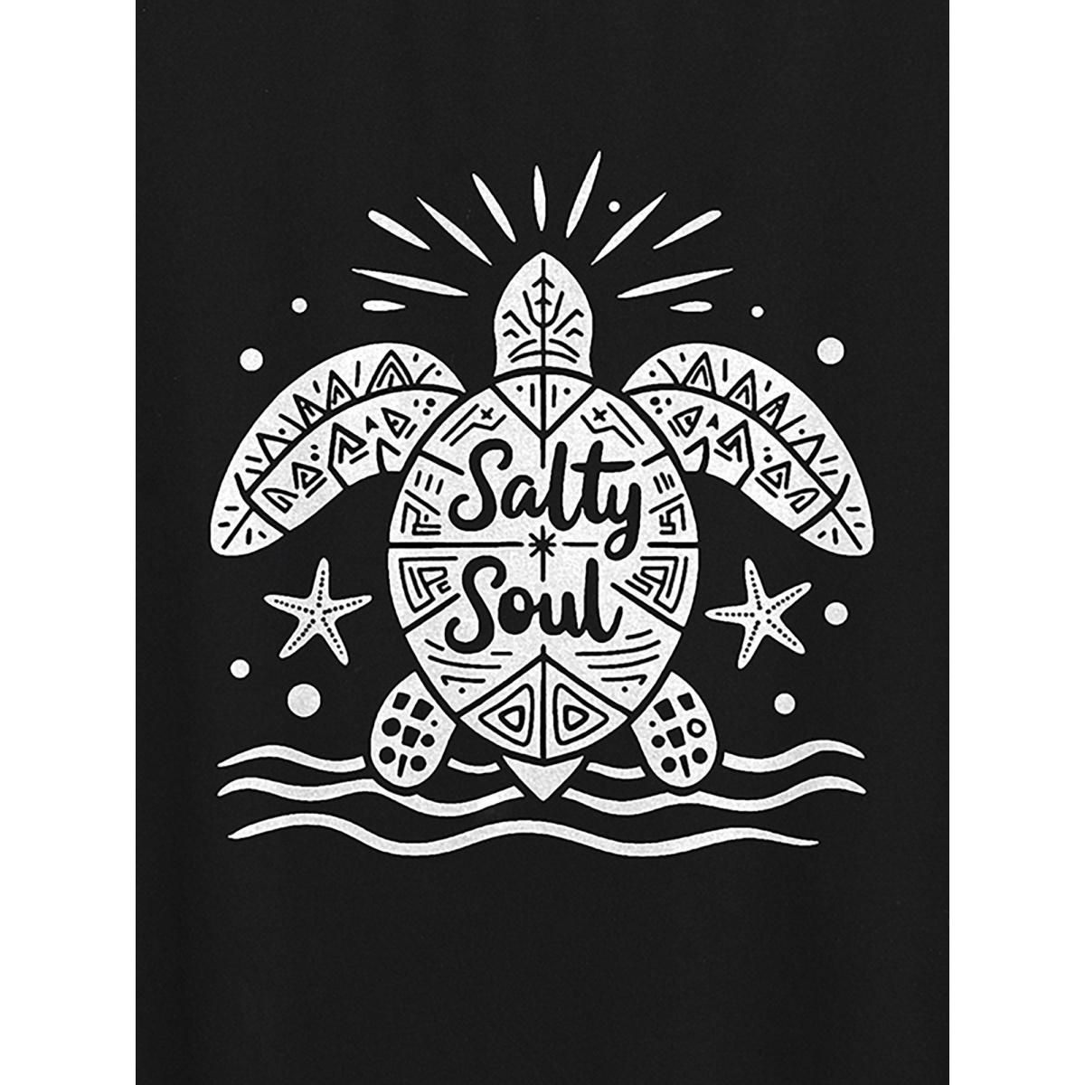 Plus Size Salty Soul Round Neck T-Shirt Black Women Leisure Non Marine Round Neck Casual T-shirts BloomChic 12/L Product Image