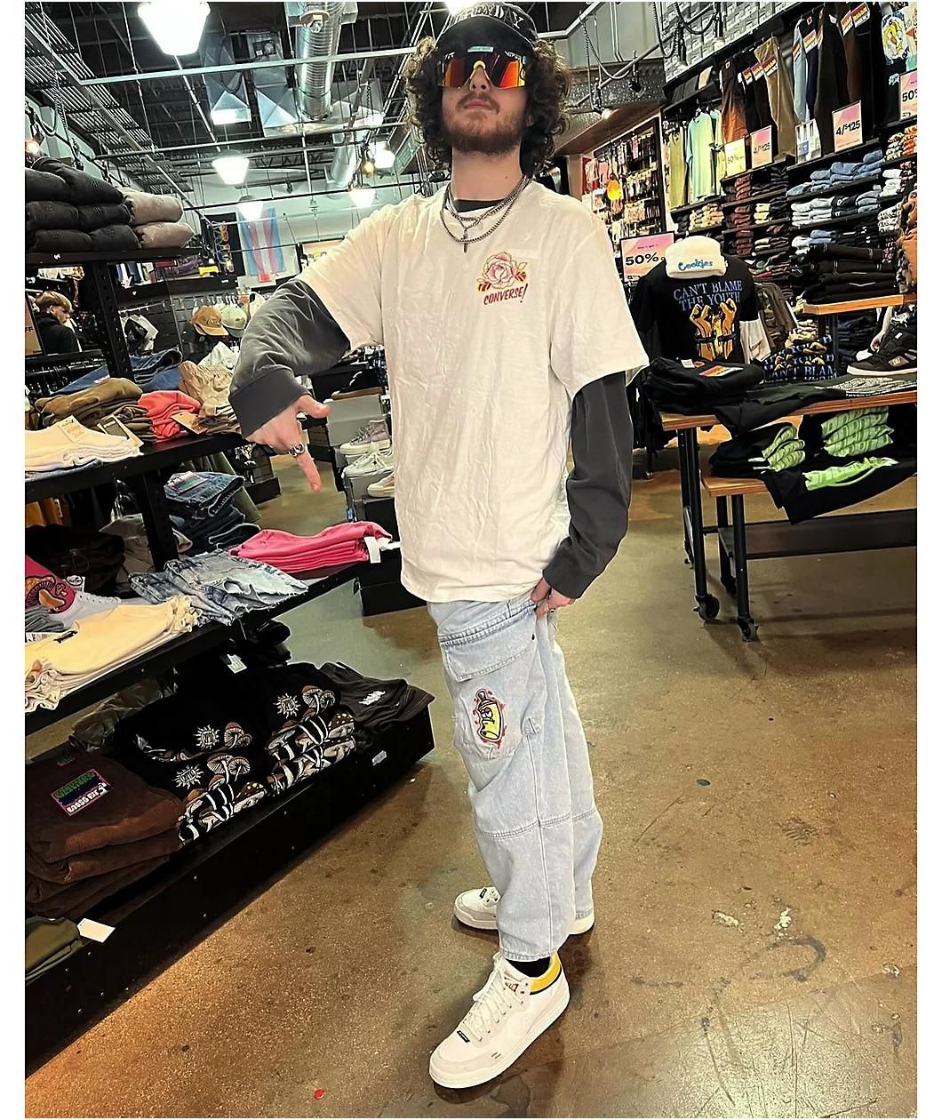 Empyre Dirty Wash Blue Ultra Loose Skate Jeans Product Image