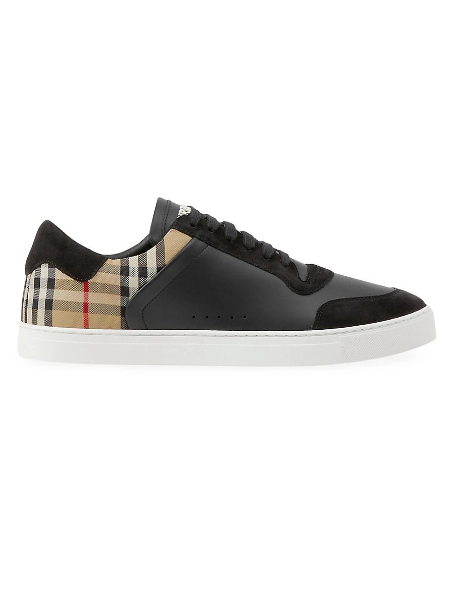 Mens Stevie Check Leather & Canvas Sneakers Product Image