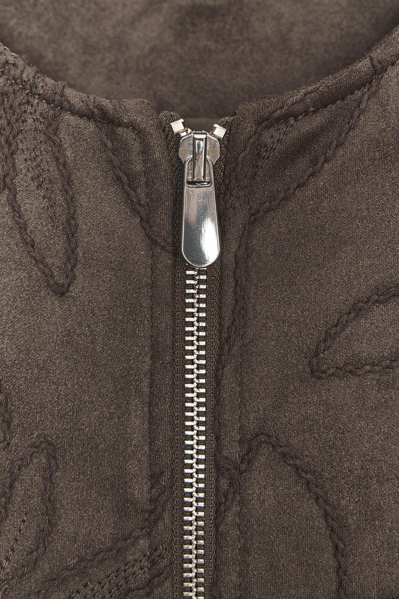 EMBROIDERED FAUX SUEDE BOMBER JACKET Product Image