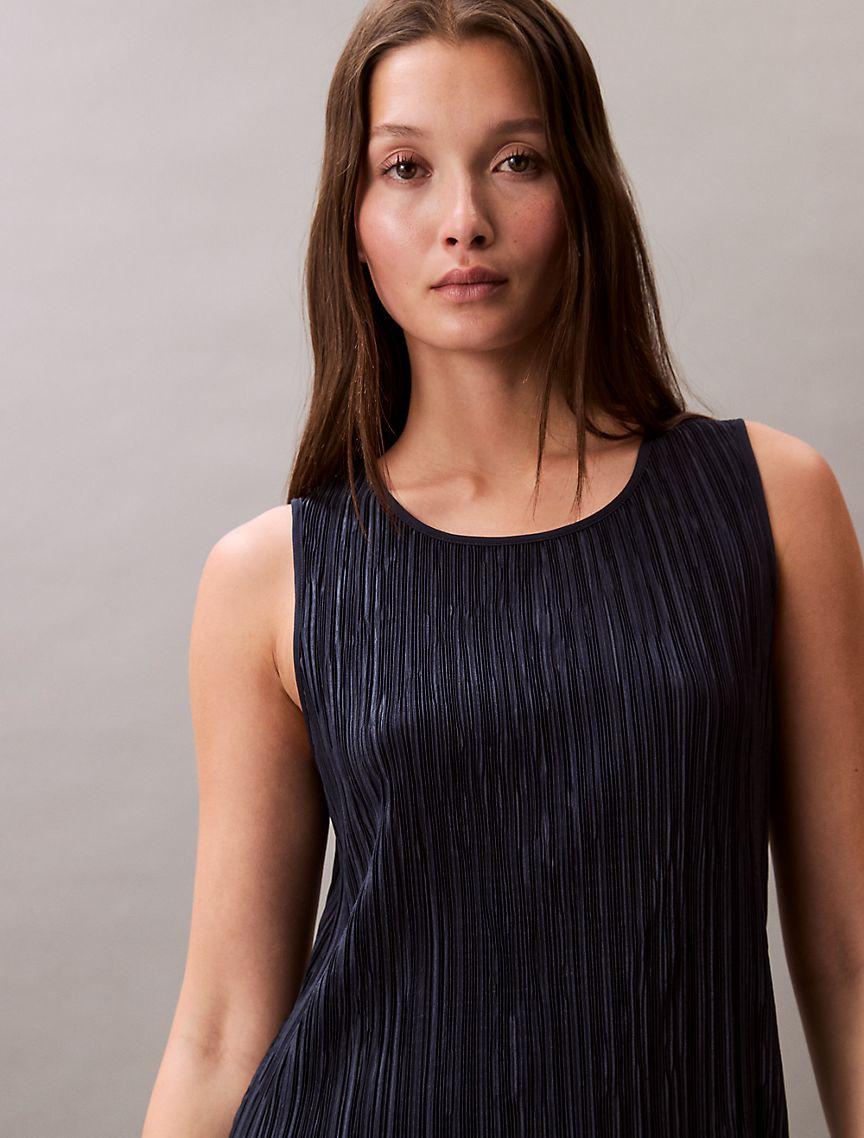 Plisse Sleeveless Midi Dress Product Image