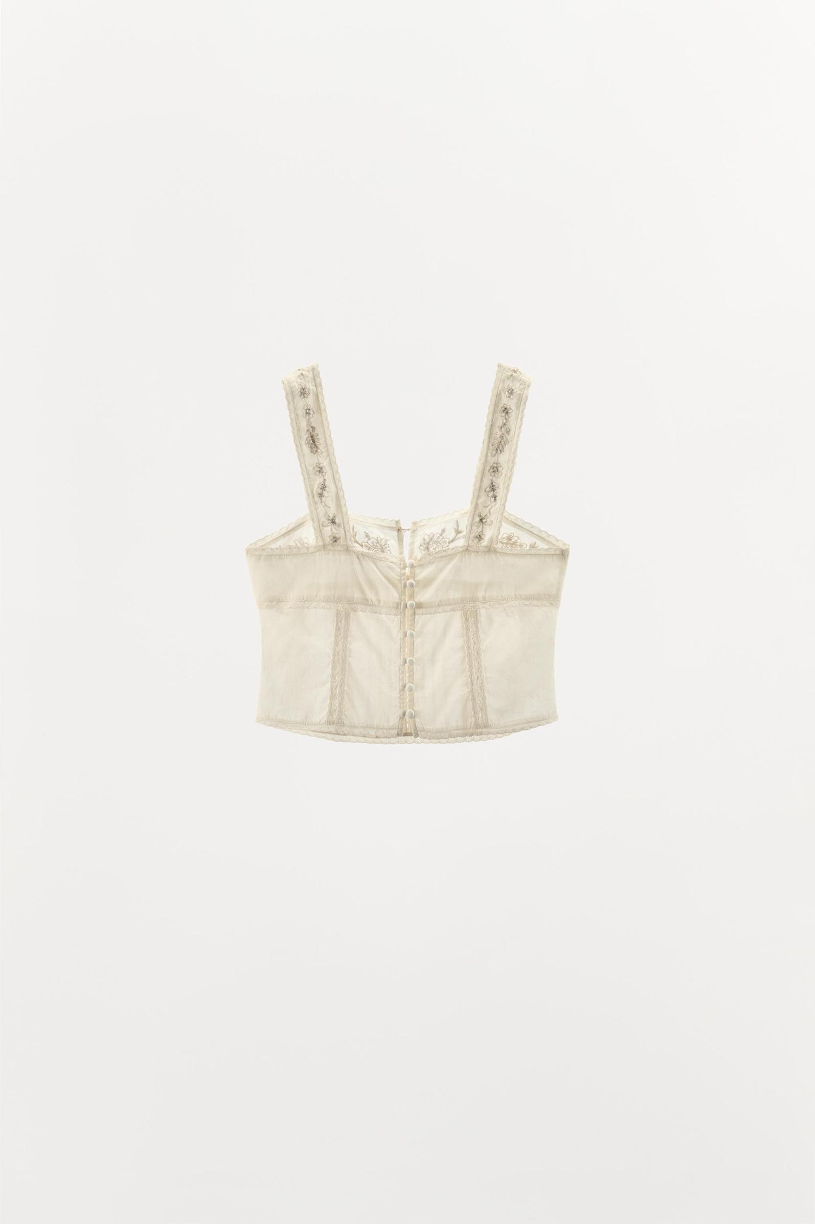 FLORAL EMBROIDERED BEADED TOP Product Image