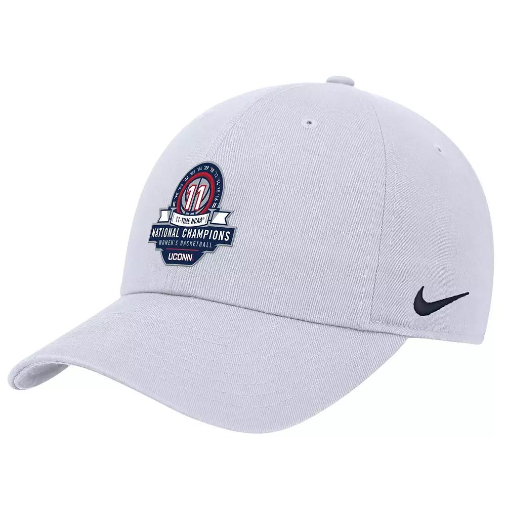 Men's Nike White UConn Huskies 11-Time NCAA Champions Club Adjustable Hat Product Image