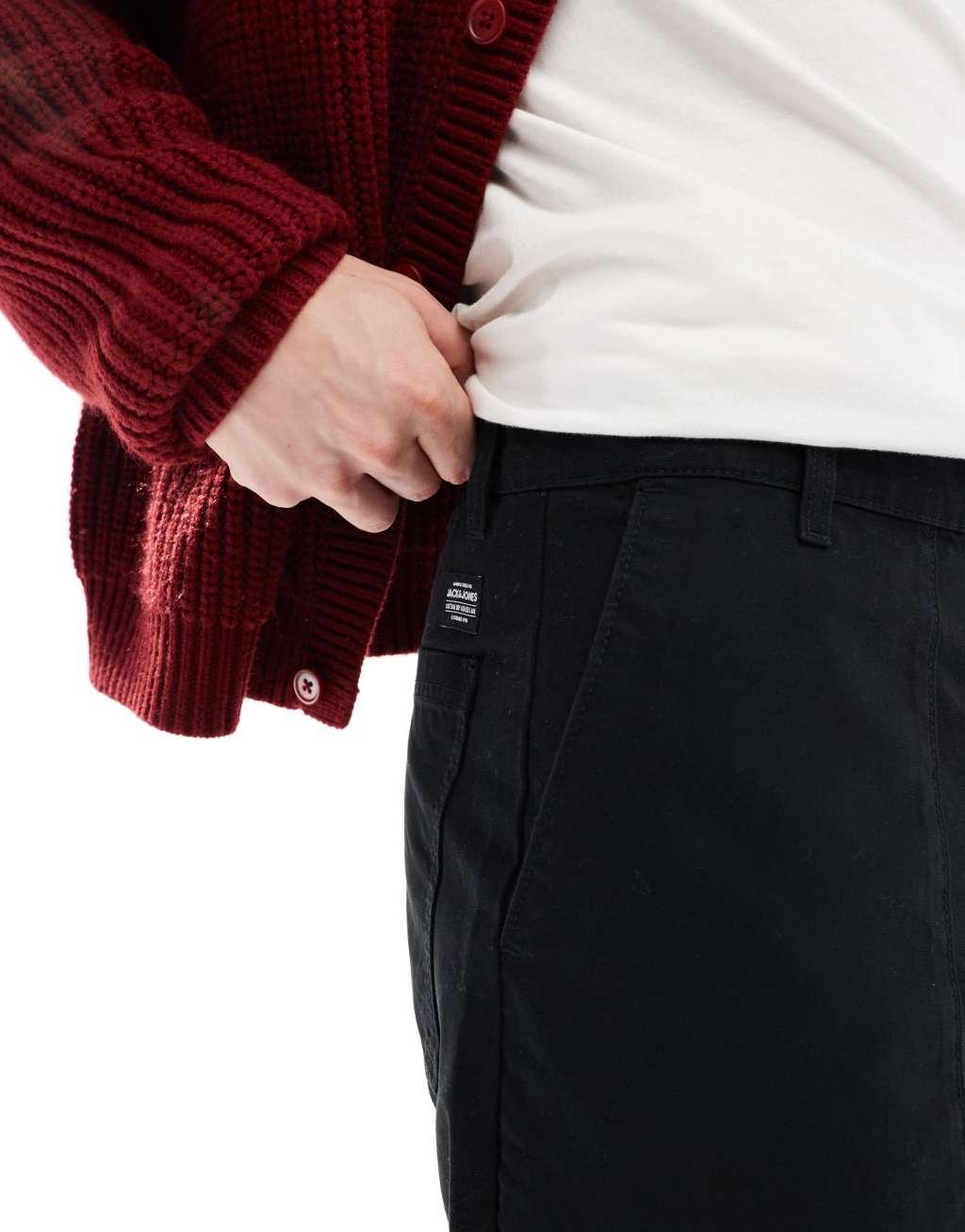 Jack & Jones loose fit workwear cargo in black Product Image