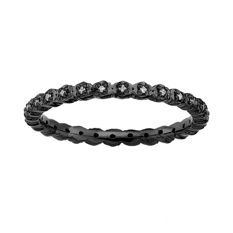 Stacks & Stones Ruthenium-Plated Sterling Silver Diamond Accent Stack Ring, Women's, Size: 8 Product Image