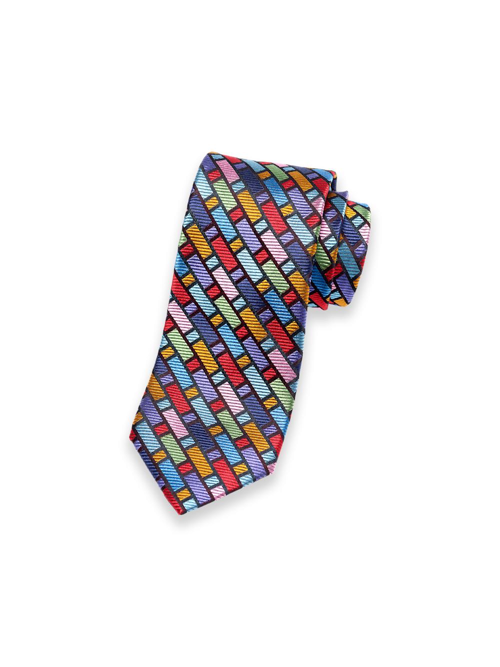 Geometric Woven Silk Tie - Multi Product Image