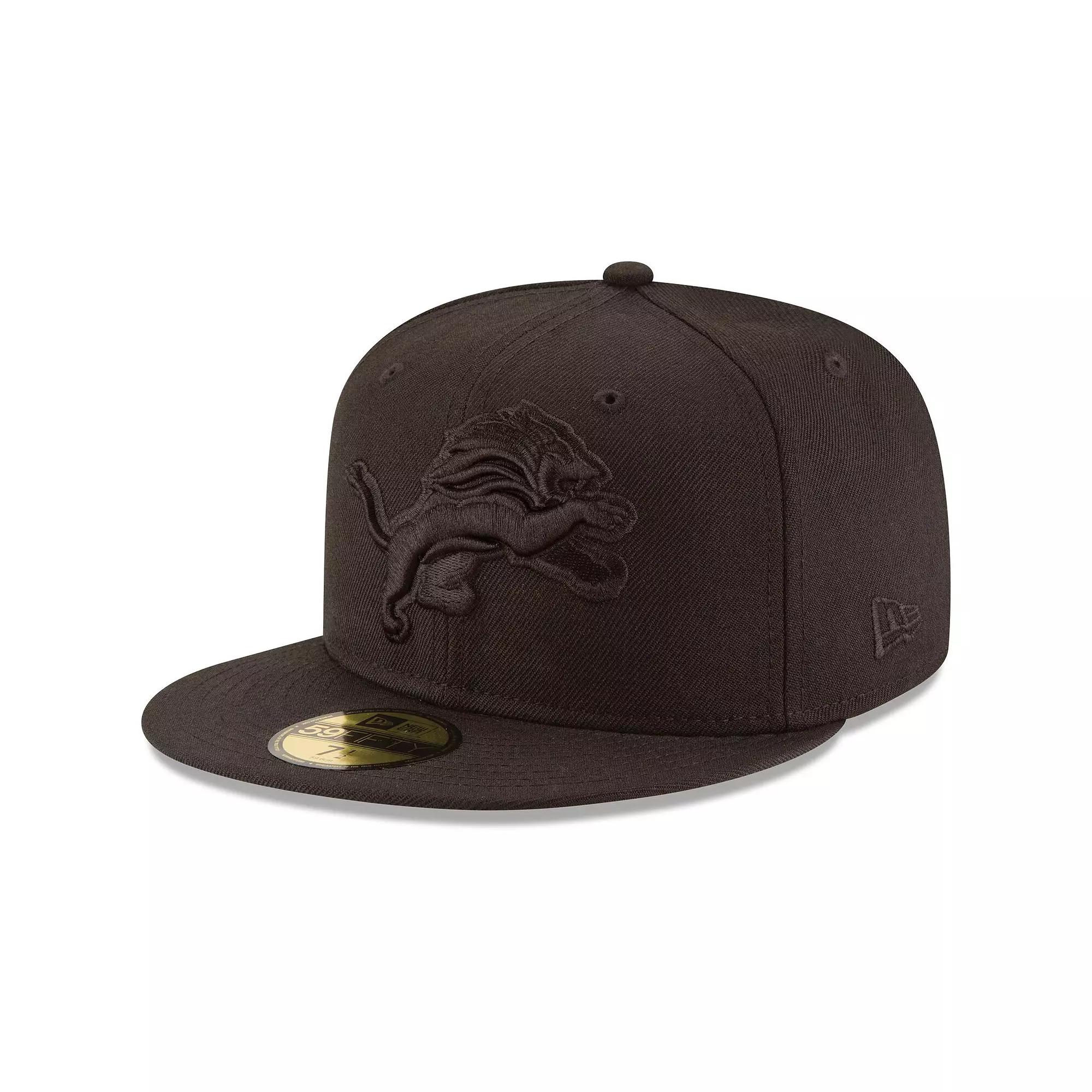 Men's New Era Detroit Lions Black on Black 59FIFTY Fitted Hat,  Product Image