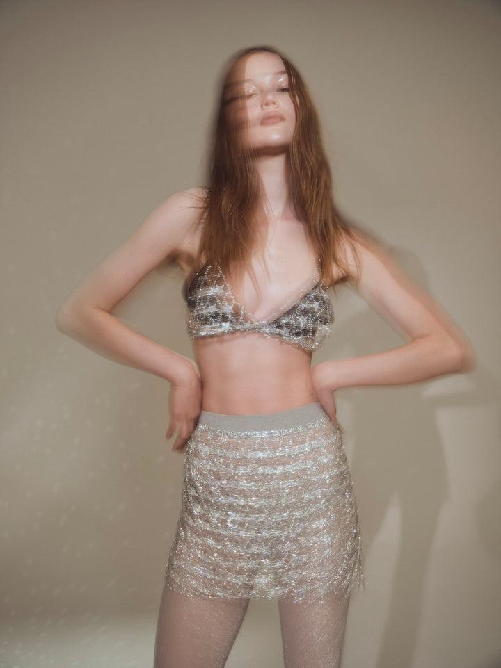 Rhinestone Star Skirt — Silver Product Image