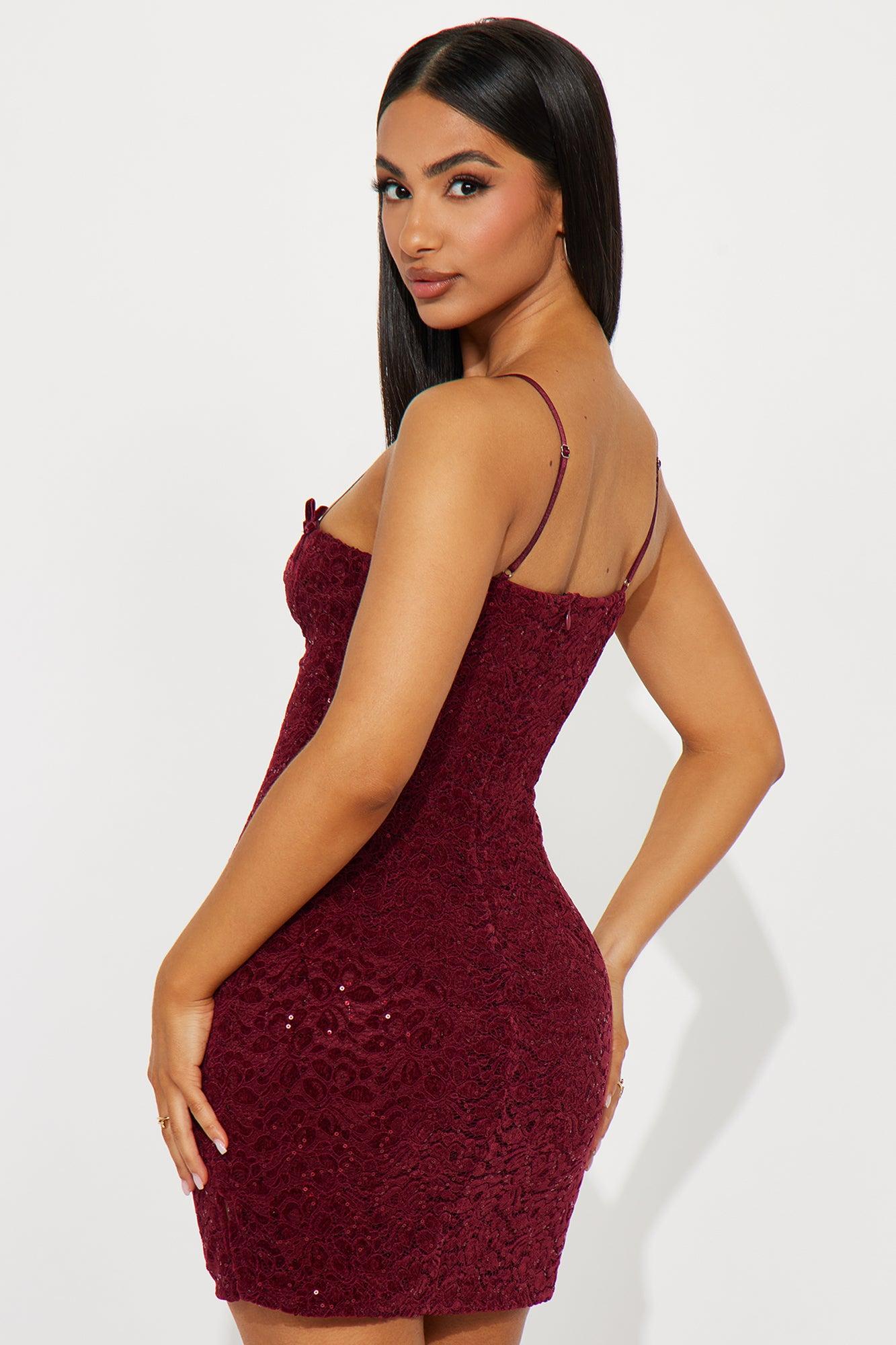 Honeymoon Stage Velvet Micro Mini Dress - Burgundy Female Product Image