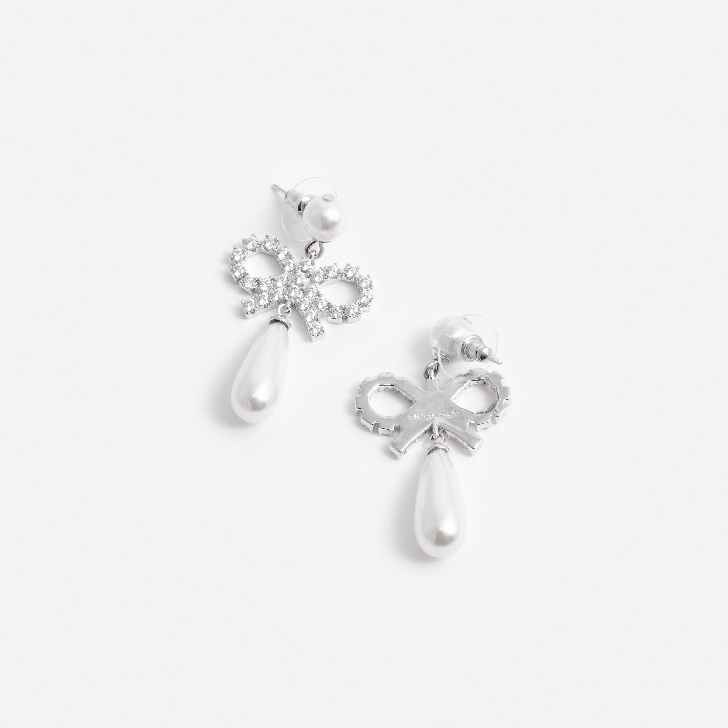 Pearl Bow Droplet Earrings Product Image