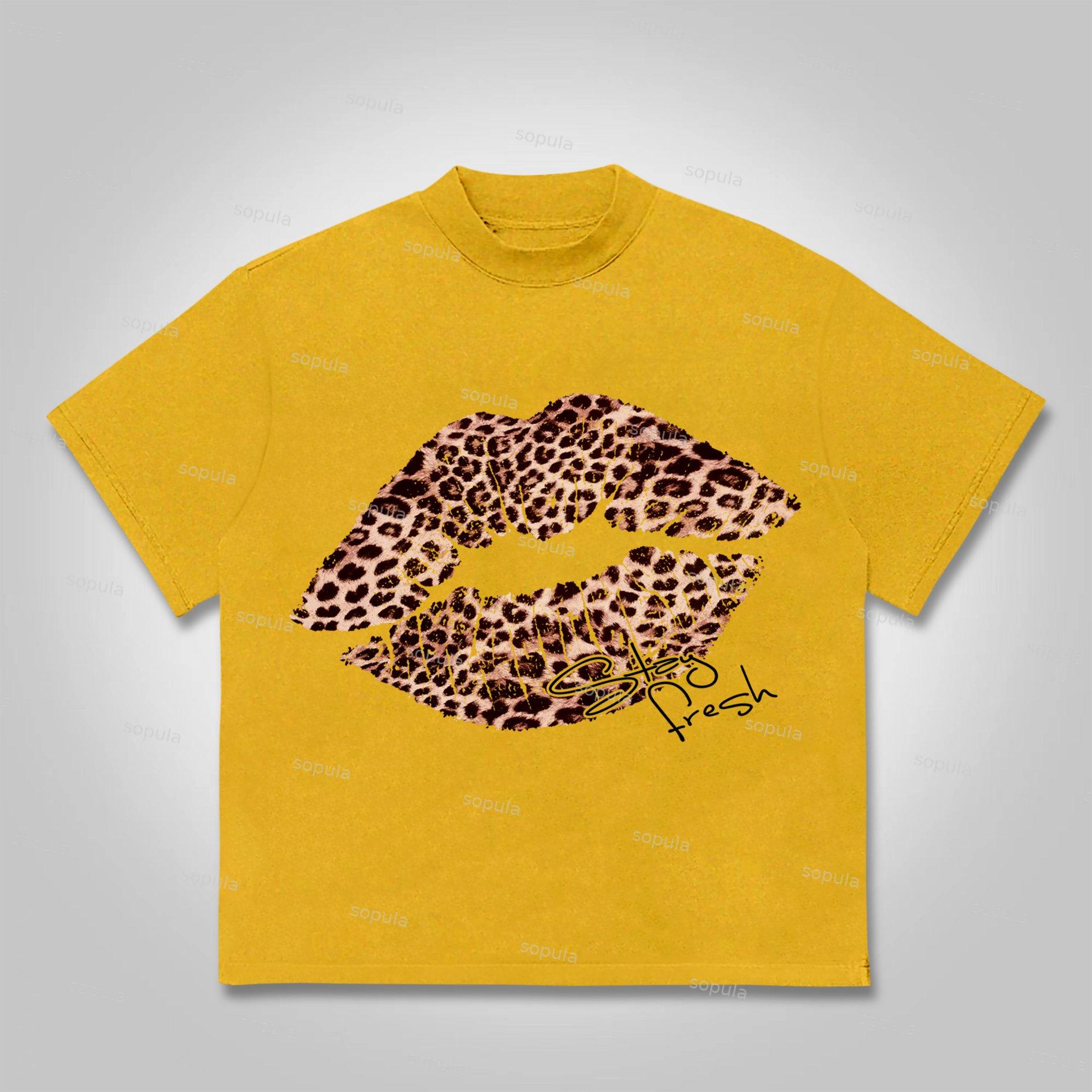 Sopula No. 69 Leopard Lips Graphic Cotton T-shirt Product Image