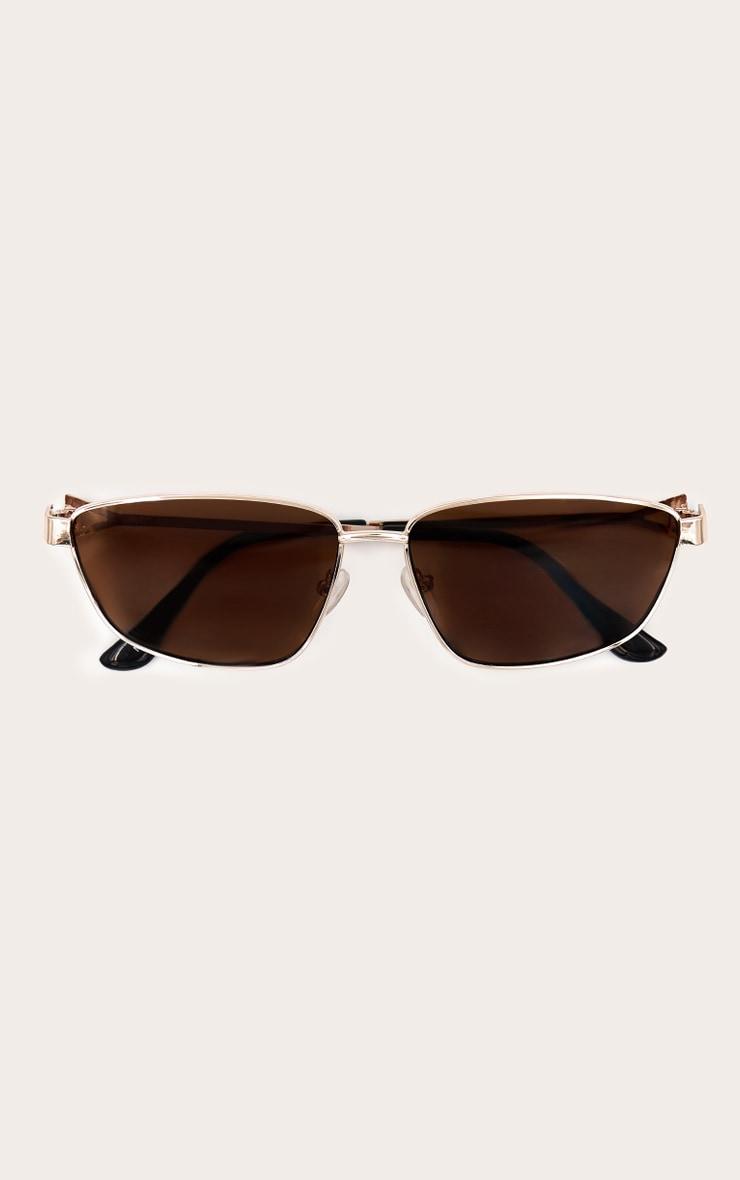 Gold Metal Frame Square Angled Sunglasses Product Image