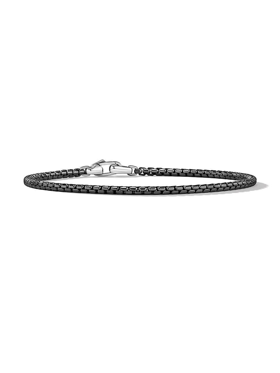 Mens Box Chain Bracelet in Stainless Steel and Sterling Silver Product Image