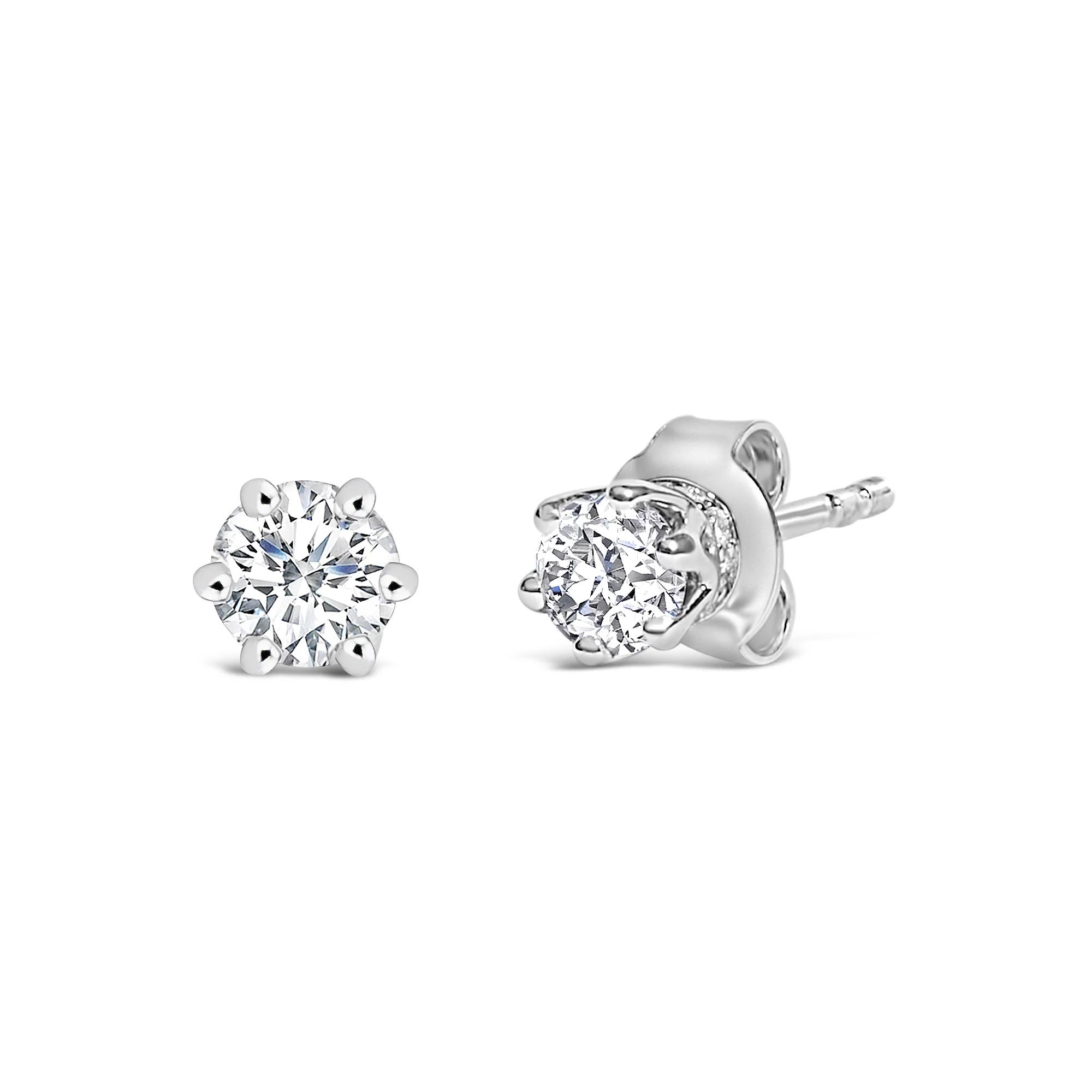 Haus of Brilliance 14k White Gold 1/2 Carat T.W. Lab-Grown Diamond 6-Prong Crown Stud Earrings, Women's Product Image