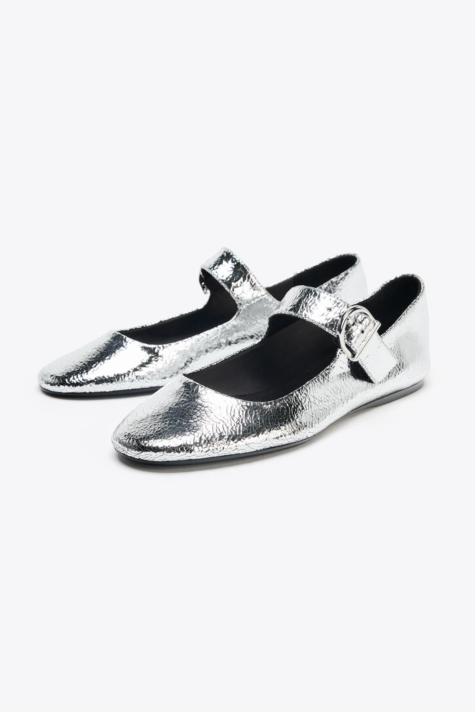 METALLIC LEATHER BALLET FLATS Product Image